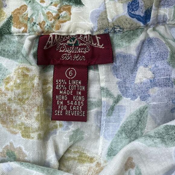 Vintage Floral American Eagle Linen Wrap Skirt Sz 6 Cottage Core - Picture 5 of 6